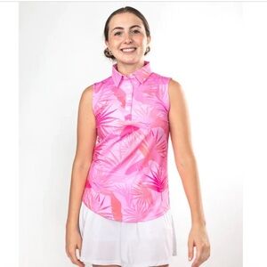 Sunday Swagger Pink Sleeveless Golf Polo (Size XS)